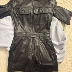 Black Leather Women's mini dress